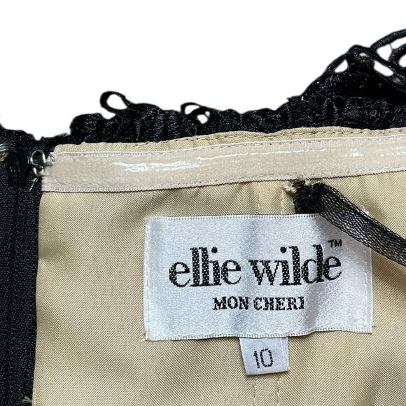NWT ELLIE WILDE by MON CHERI Two Piece Dress EW118156 Black Nude Size 10 - Picture 16 of 16